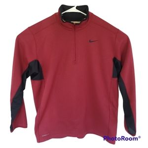 Nike Therma Fit Pullover Jacket Sweatshirt Mens XXL Red Quarter Zip Logo